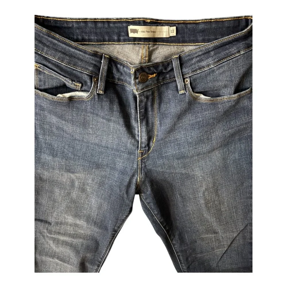 Womens Levi Mid Rise Skinny Jeans (12) - Picture 3 of 4